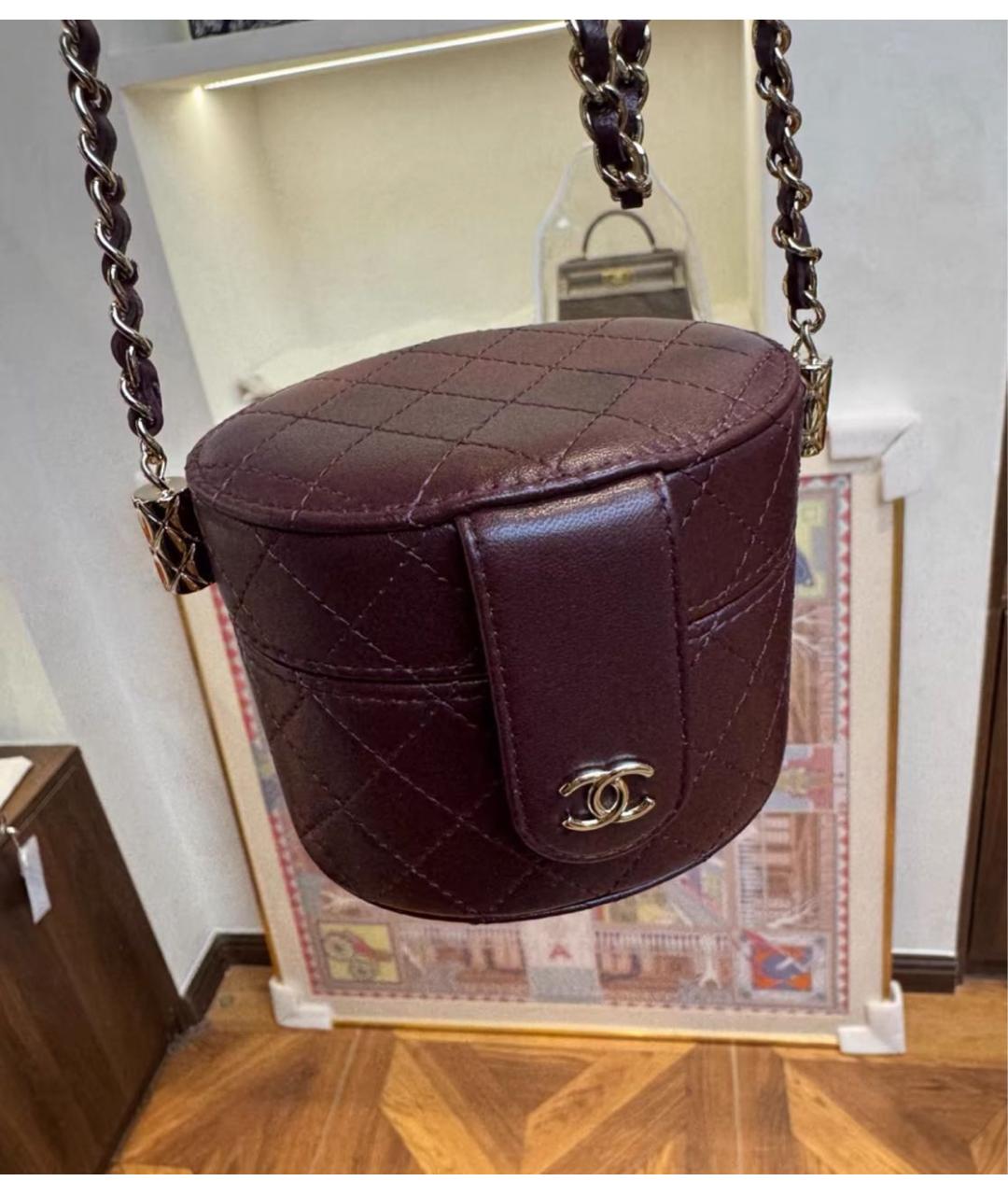 CHANEL Бордовая кожаная сумка через плечо, фото 3