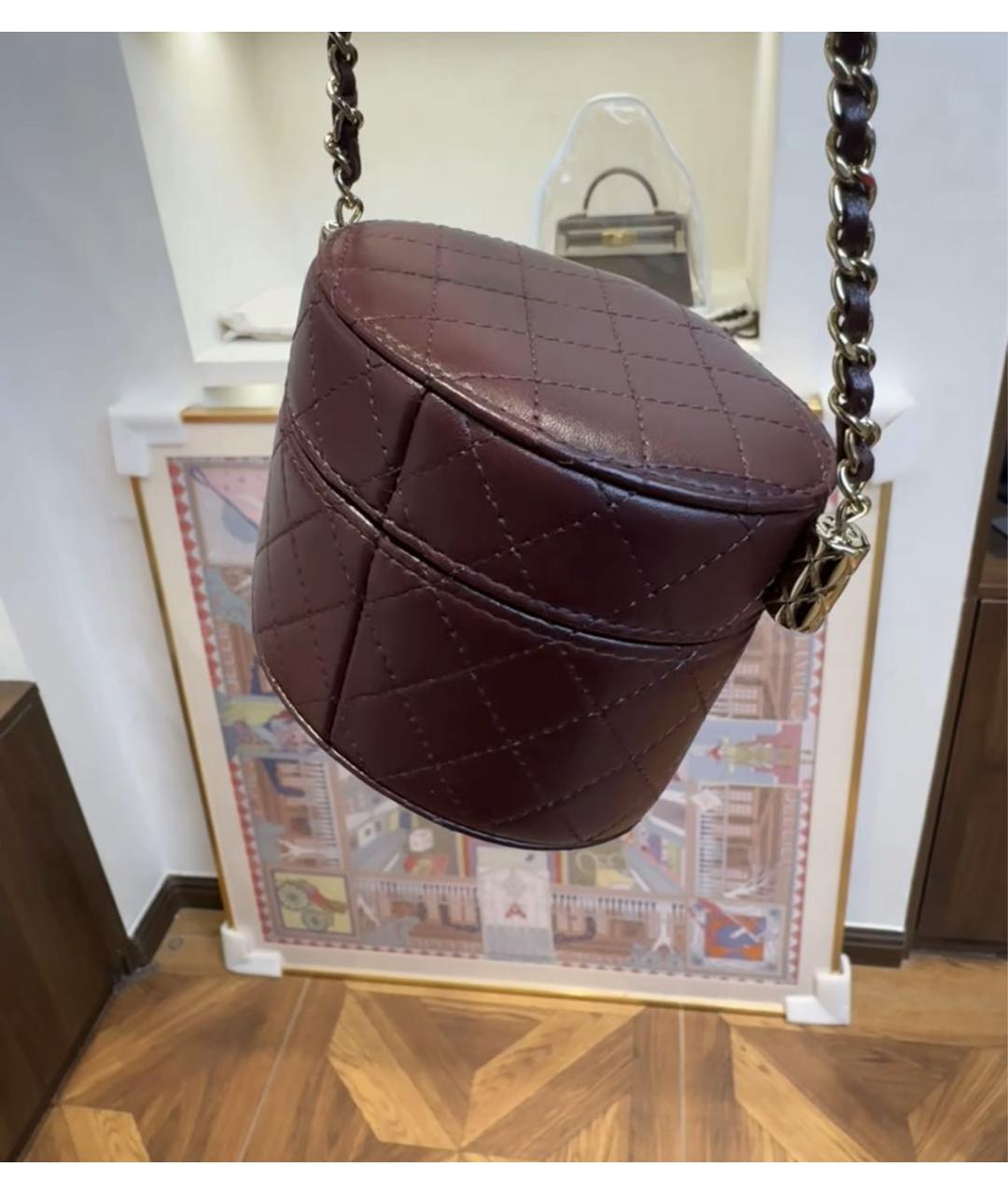 CHANEL Бордовая кожаная сумка через плечо, фото 4