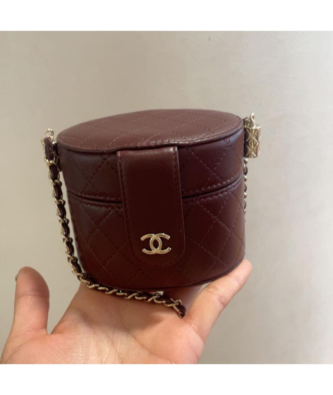 CHANEL Бордовая кожаная сумка через плечо, фото 2