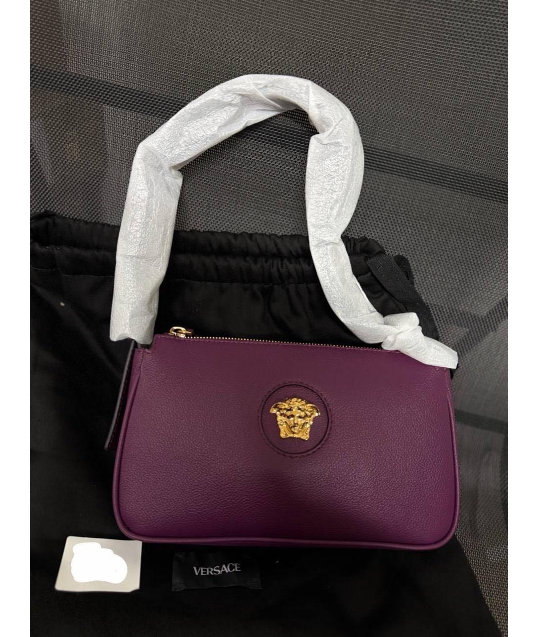 VERSACE Фиолетовая кожаная сумка с короткими ручками, фото 4