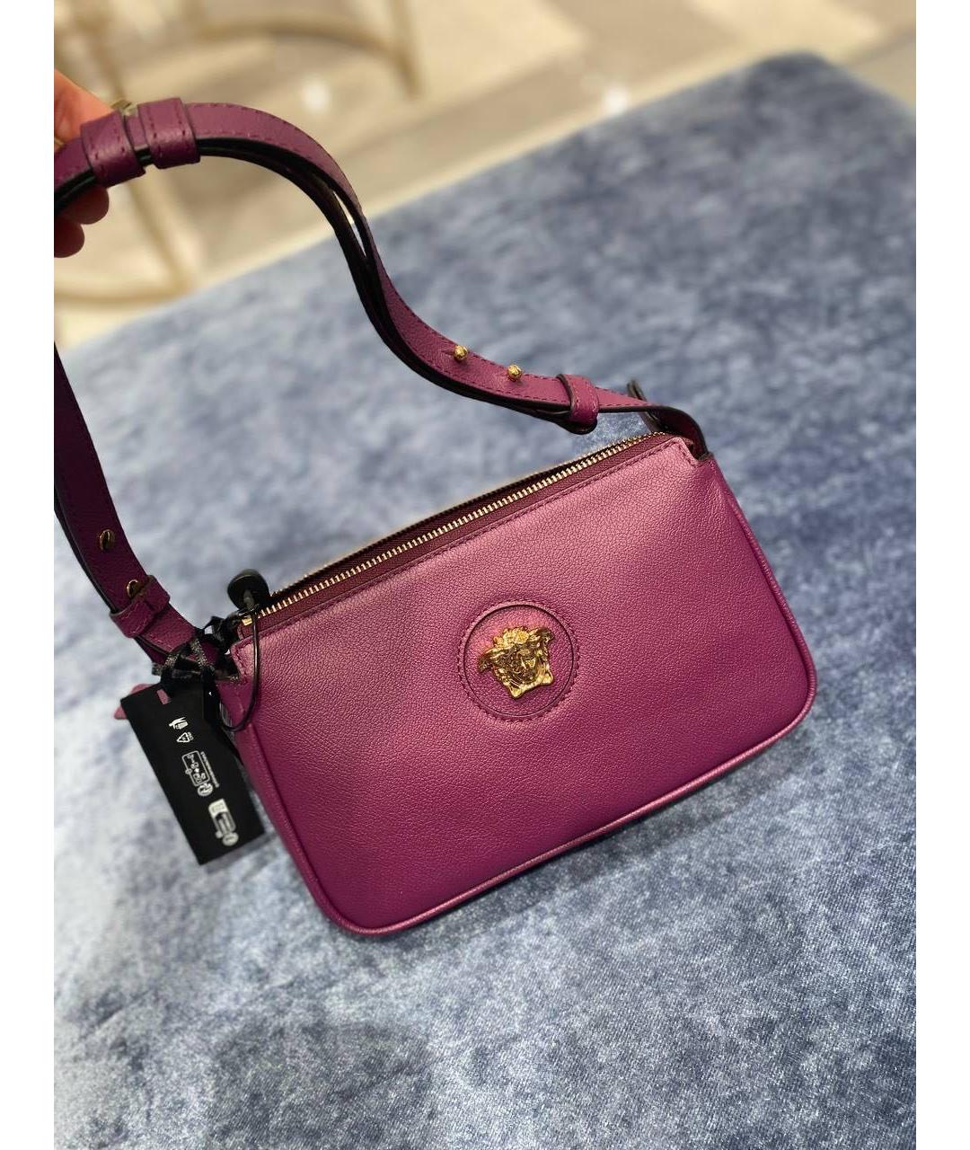 VERSACE Фиолетовая кожаная сумка с короткими ручками, фото 5