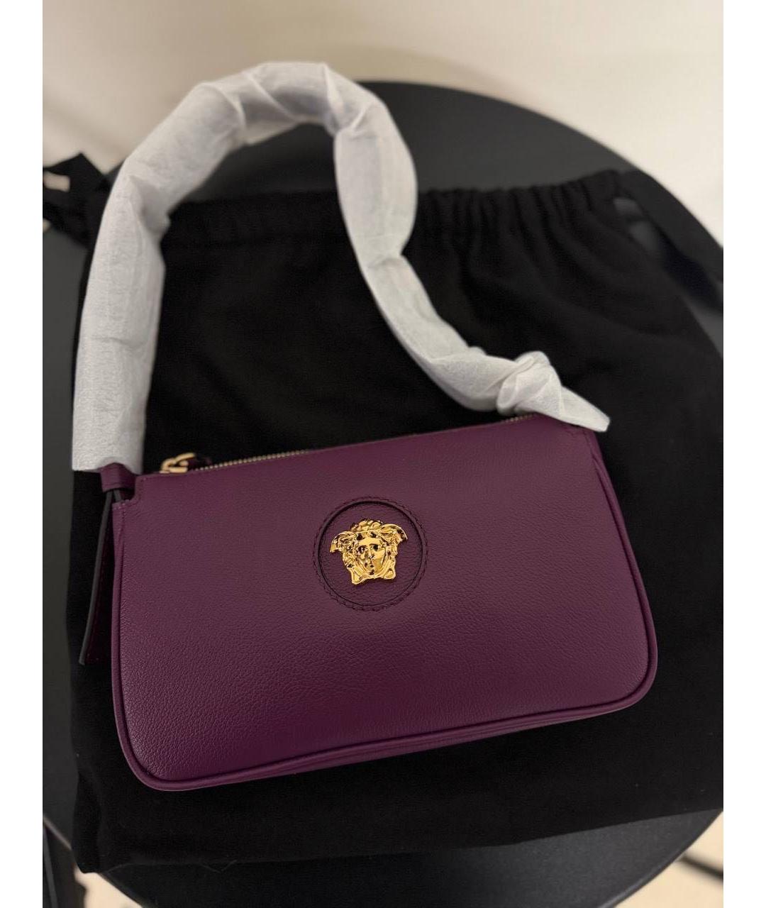 VERSACE Фиолетовая кожаная сумка с короткими ручками, фото 3