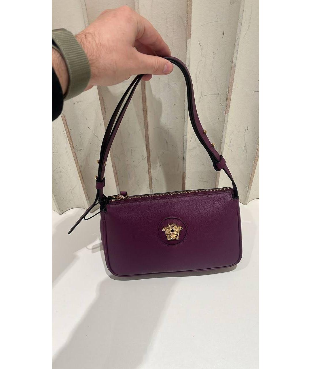 VERSACE Фиолетовая кожаная сумка с короткими ручками, фото 2