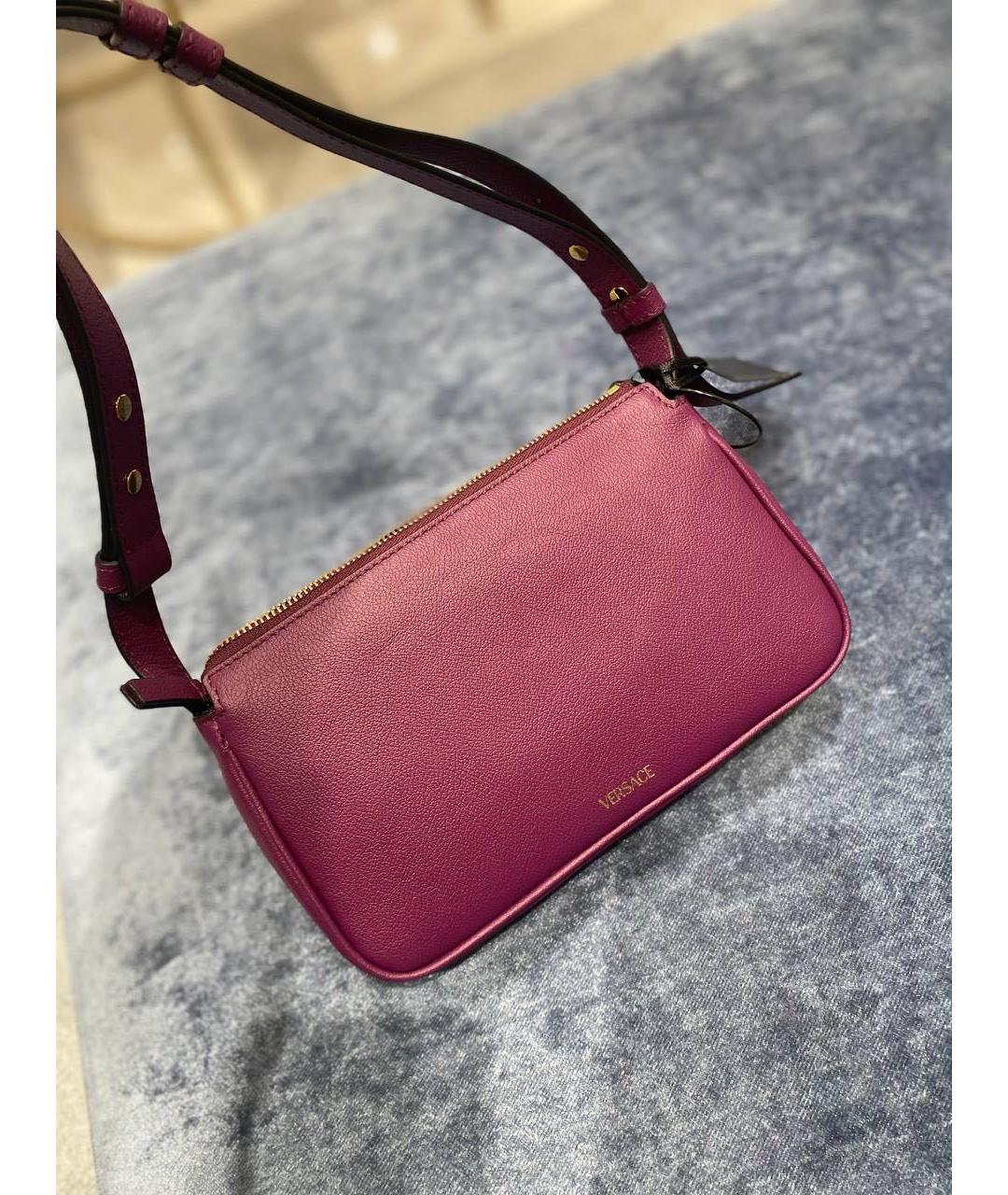 VERSACE Фиолетовая кожаная сумка с короткими ручками, фото 6
