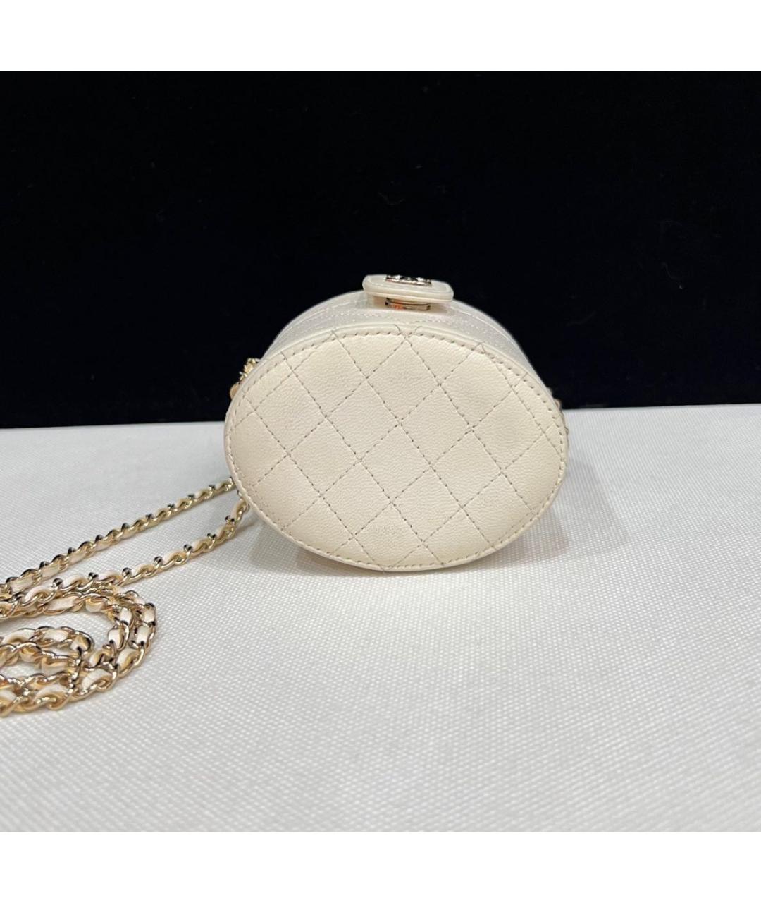 CHANEL Белая кожаная сумка через плечо, фото 4