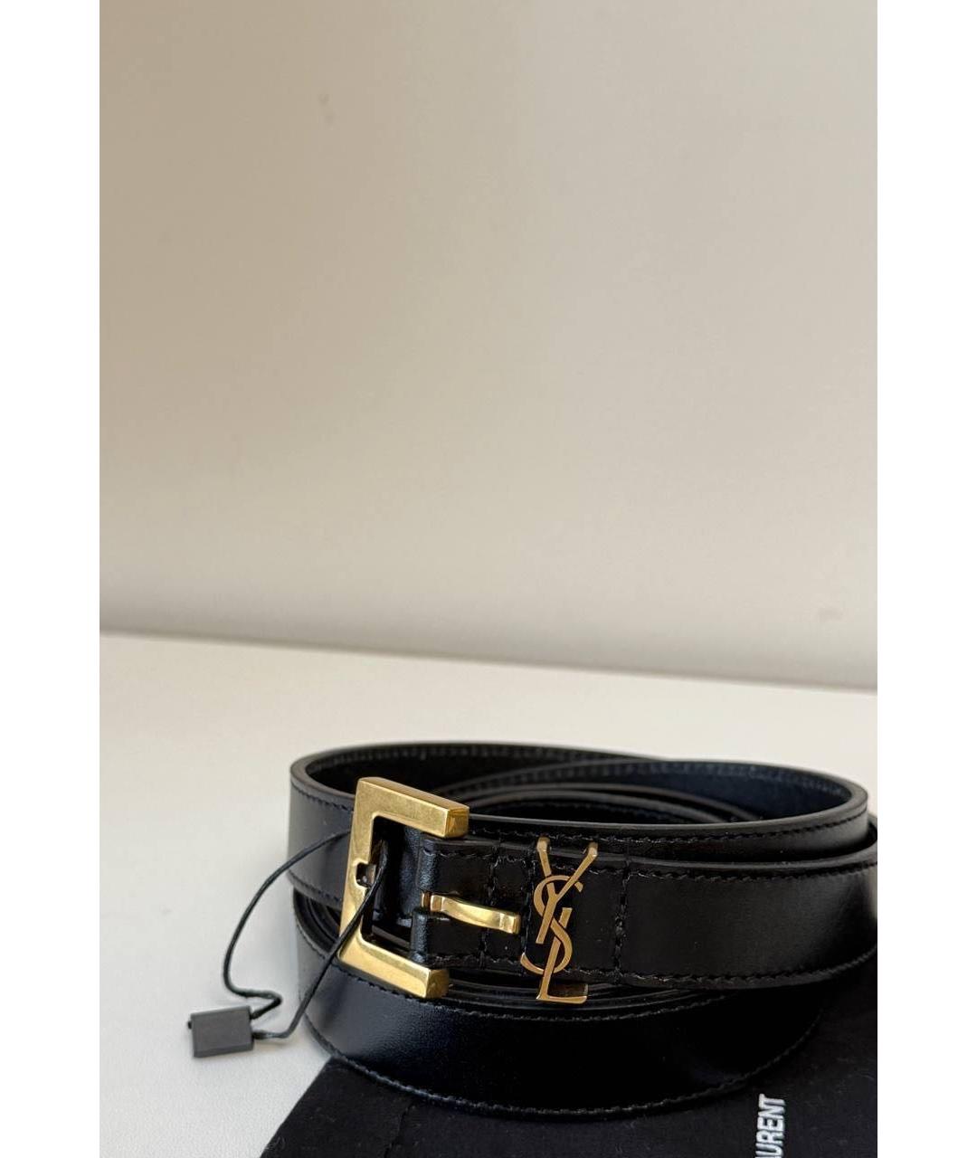 SAINT LAURENT Черный кожаный ремень, фото 5