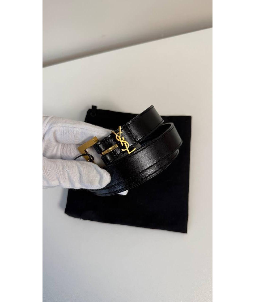 SAINT LAURENT Черный кожаный ремень, фото 2