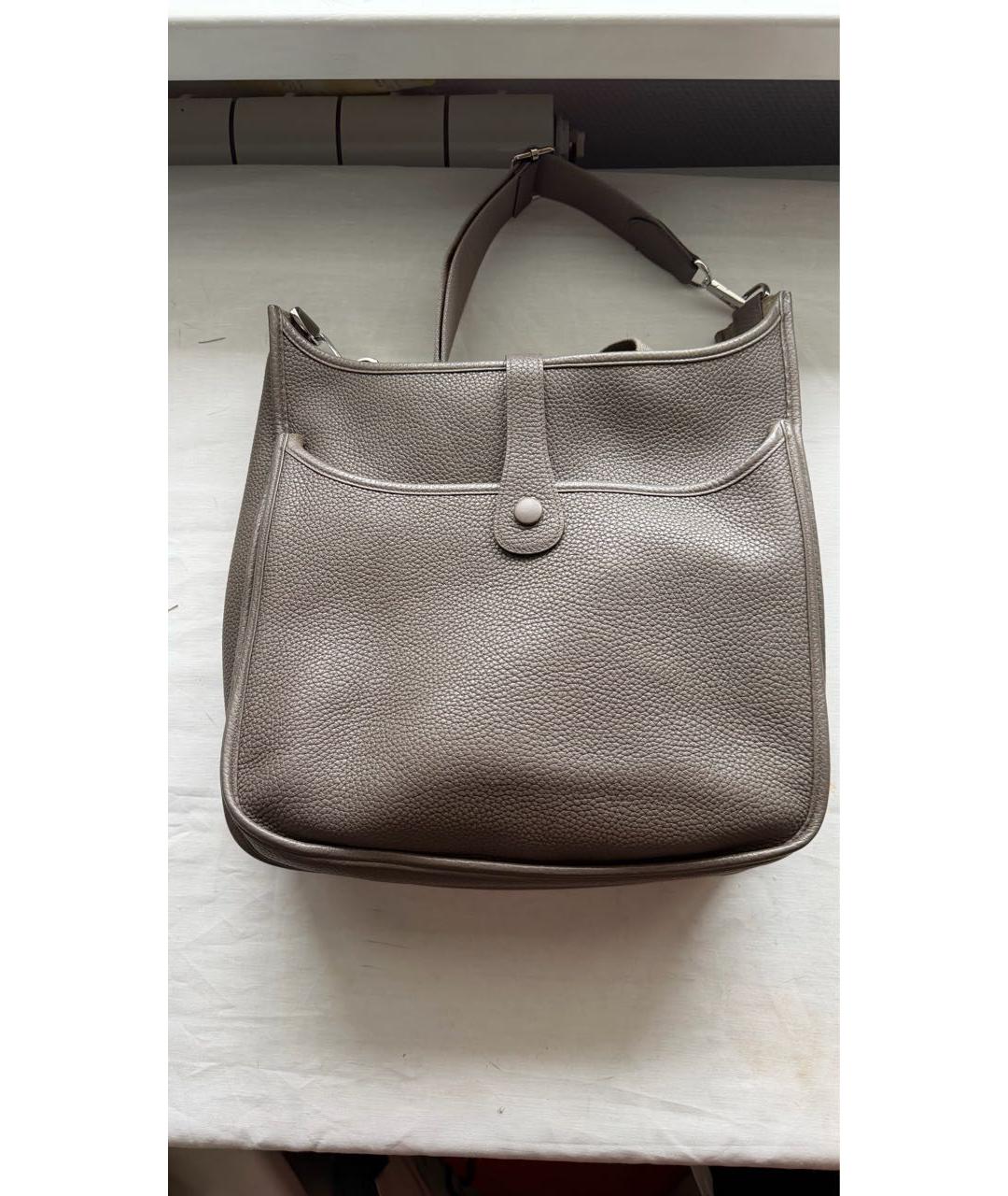 HERMES Серая кожаная сумка через плечо, фото 3