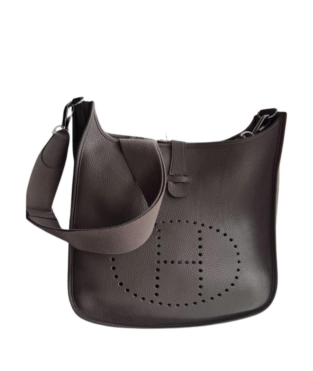 HERMES Серая кожаная сумка через плечо, фото 1