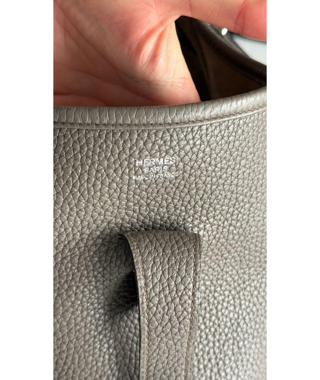 HERMES Серая кожаная сумка через плечо, фото 7