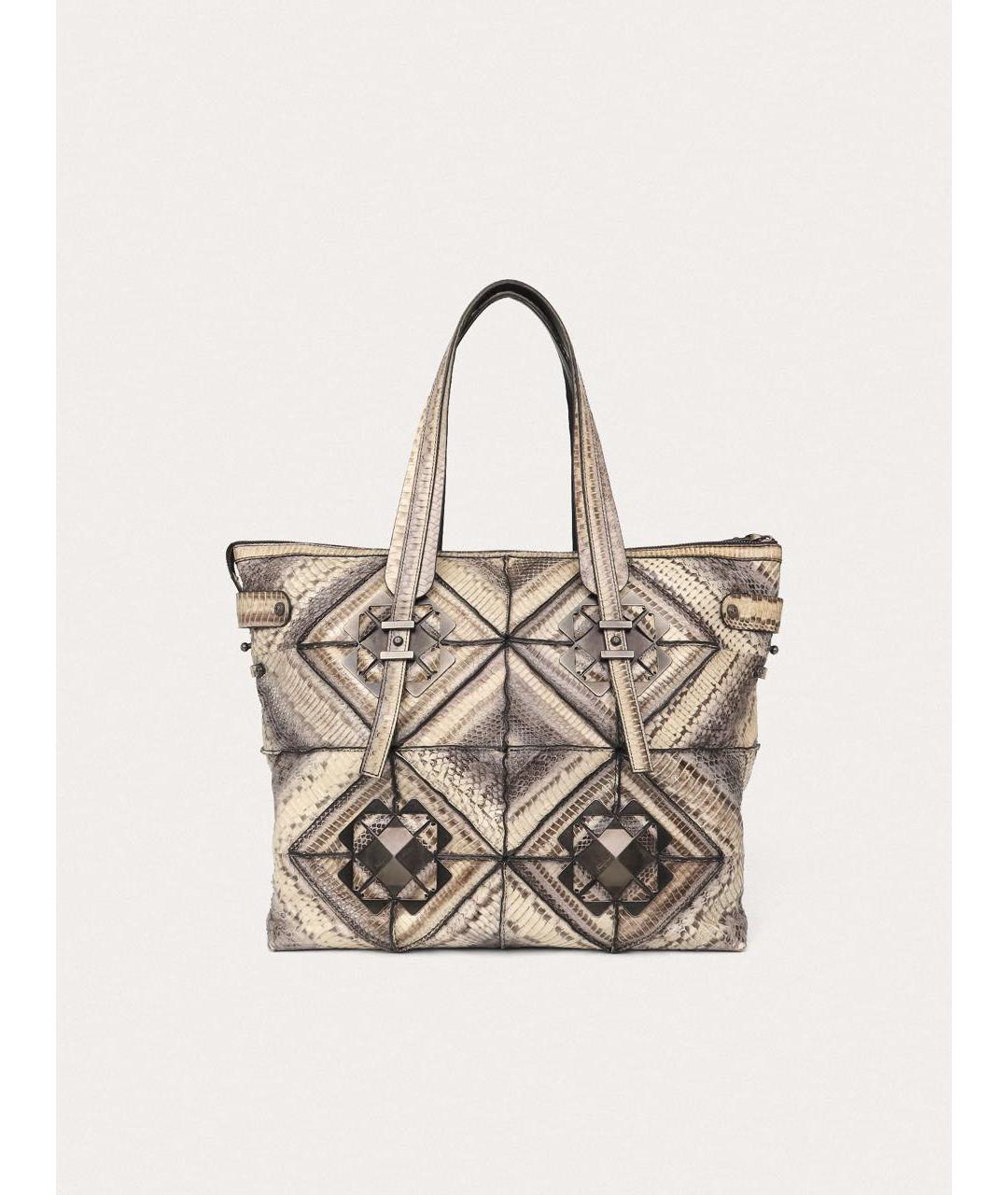 FERRAGAMO Серая сумка тоут из экзотической кожи, фото 9