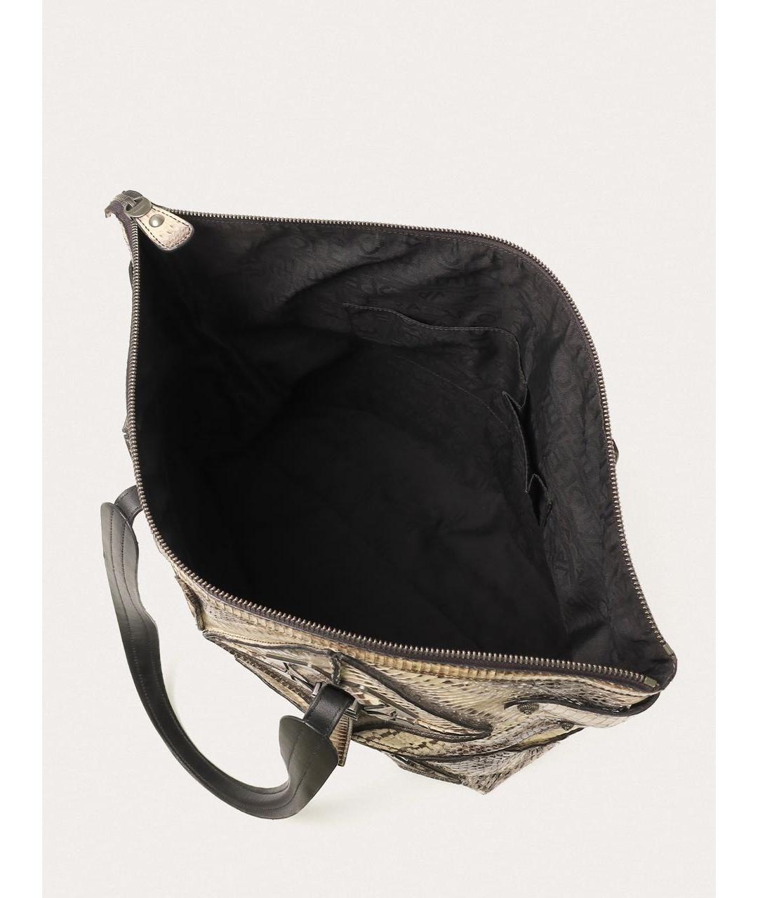 FERRAGAMO Серая сумка тоут из экзотической кожи, фото 4