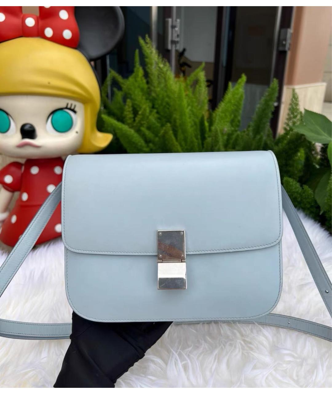 CELINE Голубая кожаная сумка через плечо, фото 2