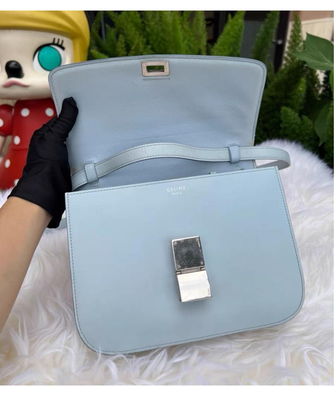 CELINE Голубая кожаная сумка через плечо, фото 5