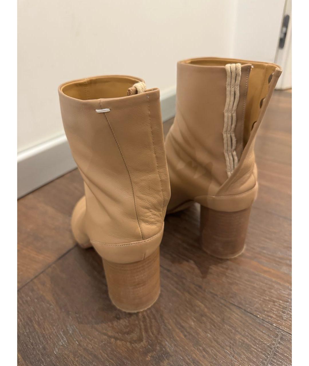 MAISON MARGIELA Бежевые кожаные ботильоны, фото 4