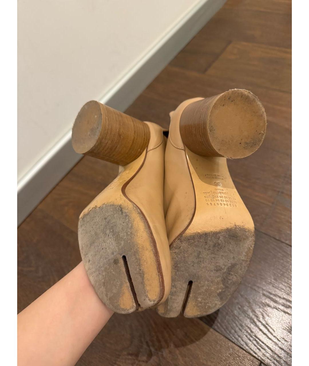 MAISON MARGIELA Бежевые кожаные ботильоны, фото 7