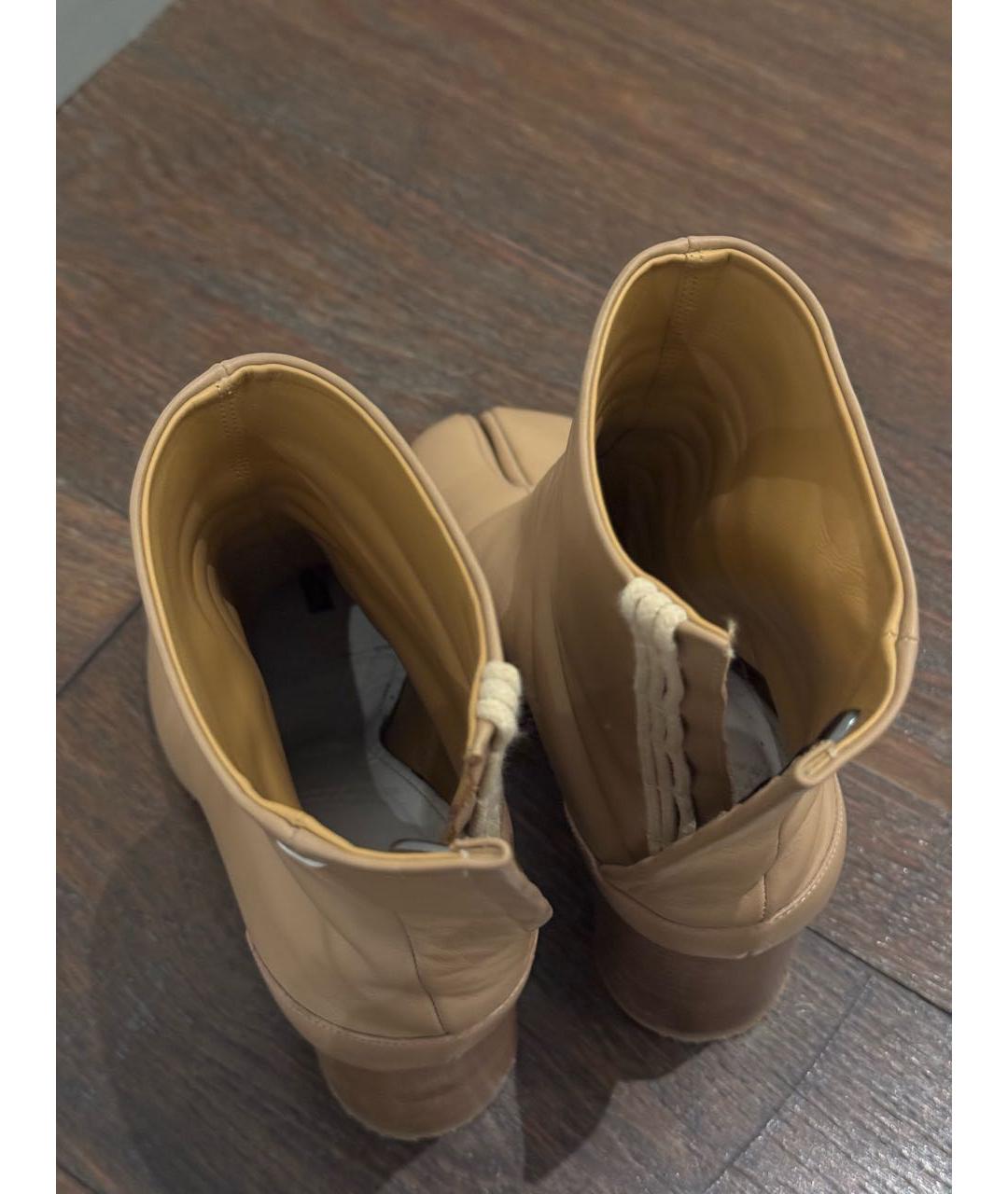 MAISON MARGIELA Бежевые кожаные ботильоны, фото 3