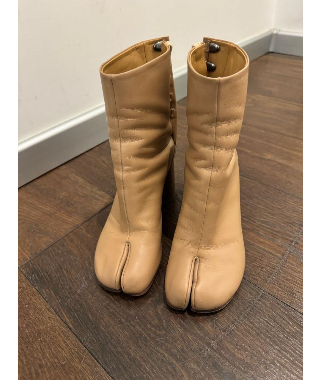 MAISON MARGIELA Бежевые кожаные ботильоны, фото 2