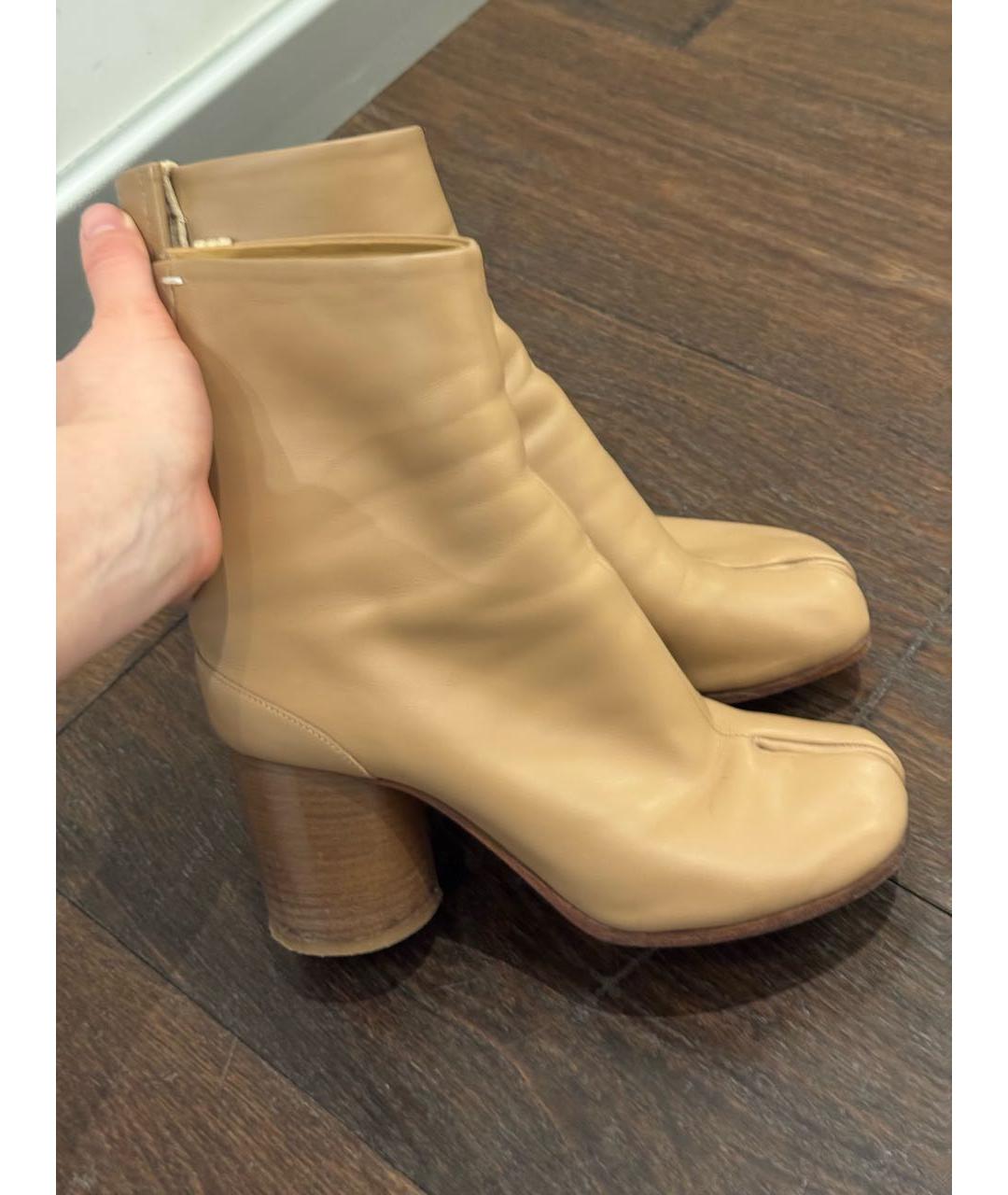 MAISON MARGIELA Бежевые кожаные ботильоны, фото 9