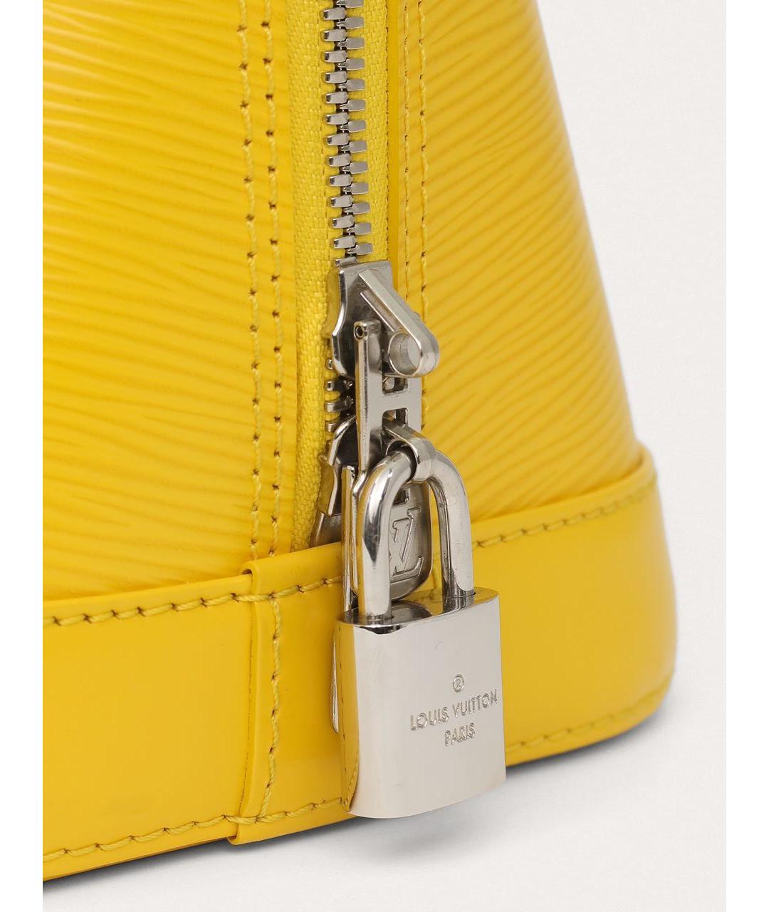 LOUIS VUITTON Желтая кожаная сумка с короткими ручками, фото 5