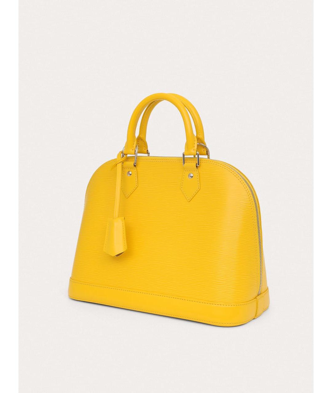 LOUIS VUITTON Желтая кожаная сумка с короткими ручками, фото 2