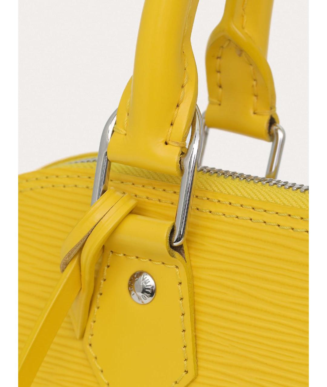 LOUIS VUITTON Желтая кожаная сумка с короткими ручками, фото 7