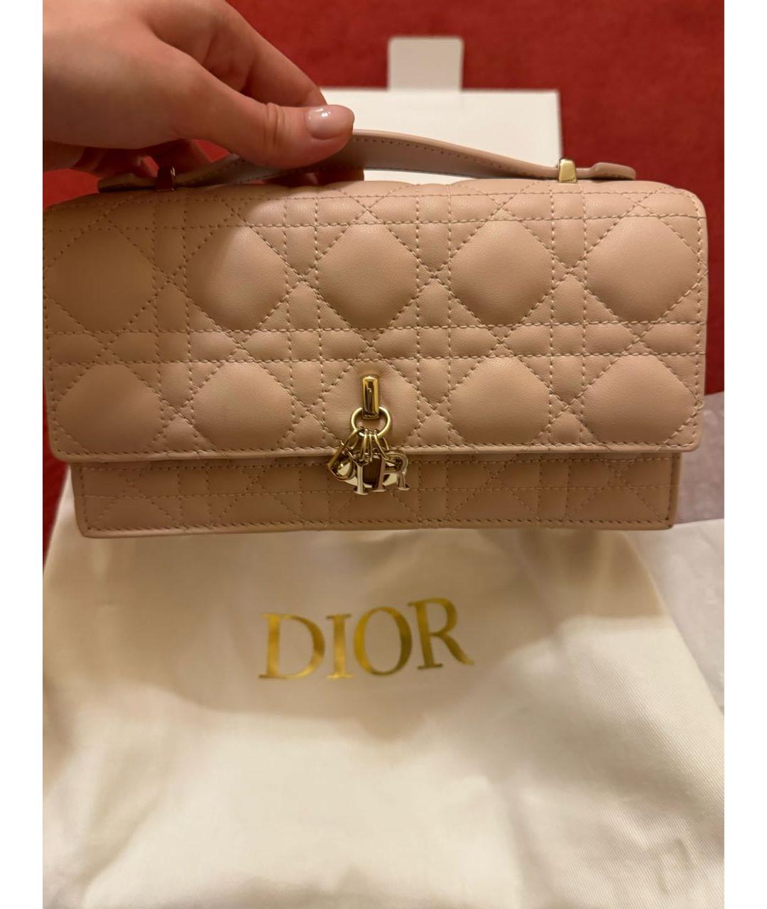 CHRISTIAN DIOR Розовая кожаная сумка через плечо, фото 2