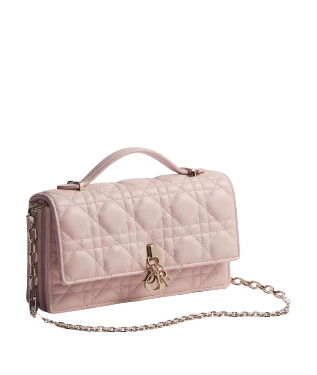 CHRISTIAN DIOR Розовая кожаная сумка через плечо, фото 7