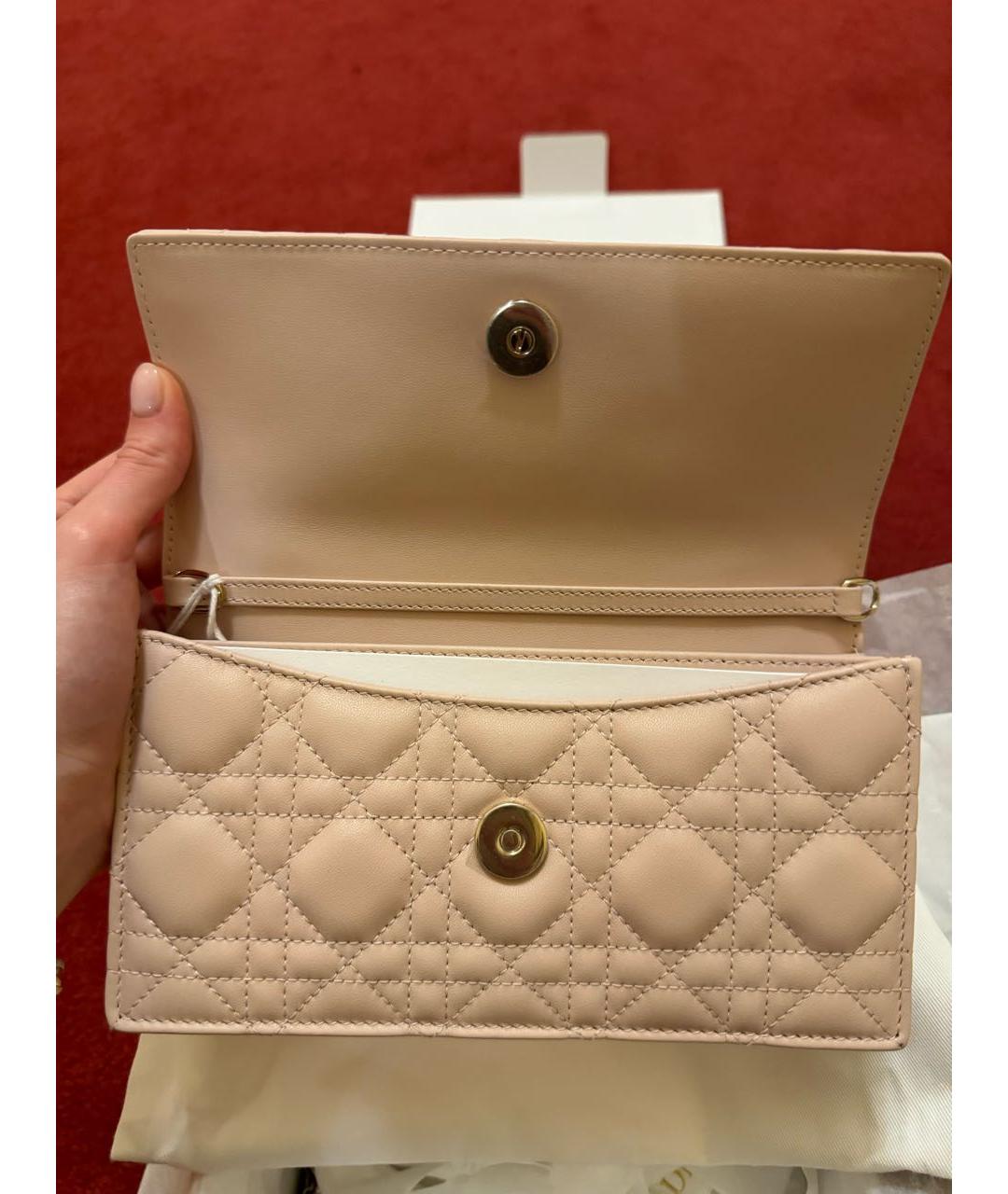 CHRISTIAN DIOR Розовая кожаная сумка через плечо, фото 3