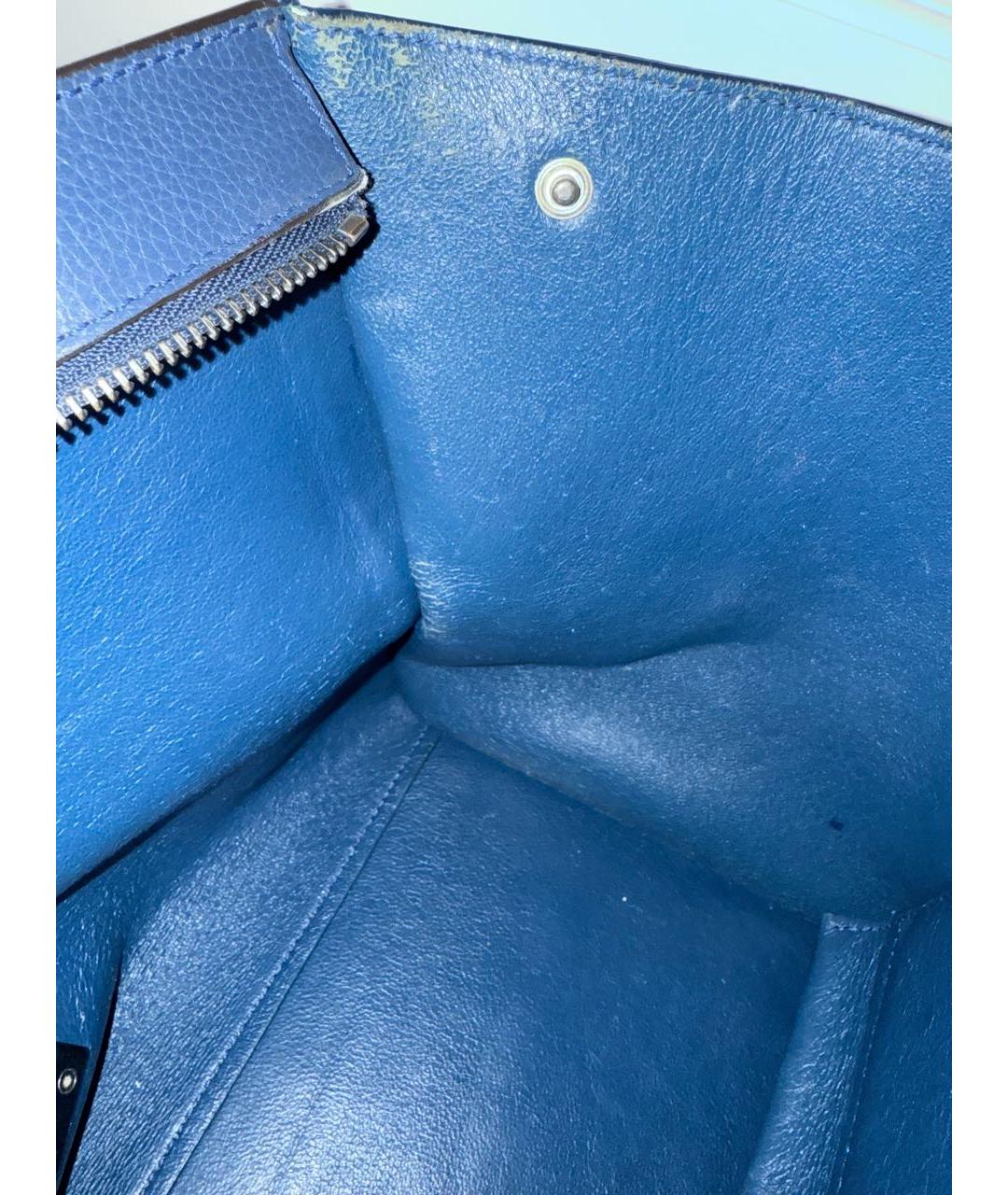 CELINE Темно-синяя кожаная сумка с короткими ручками, фото 4