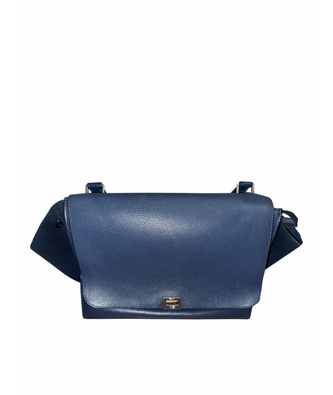 CELINE Темно-синяя кожаная сумка с короткими ручками, фото 1