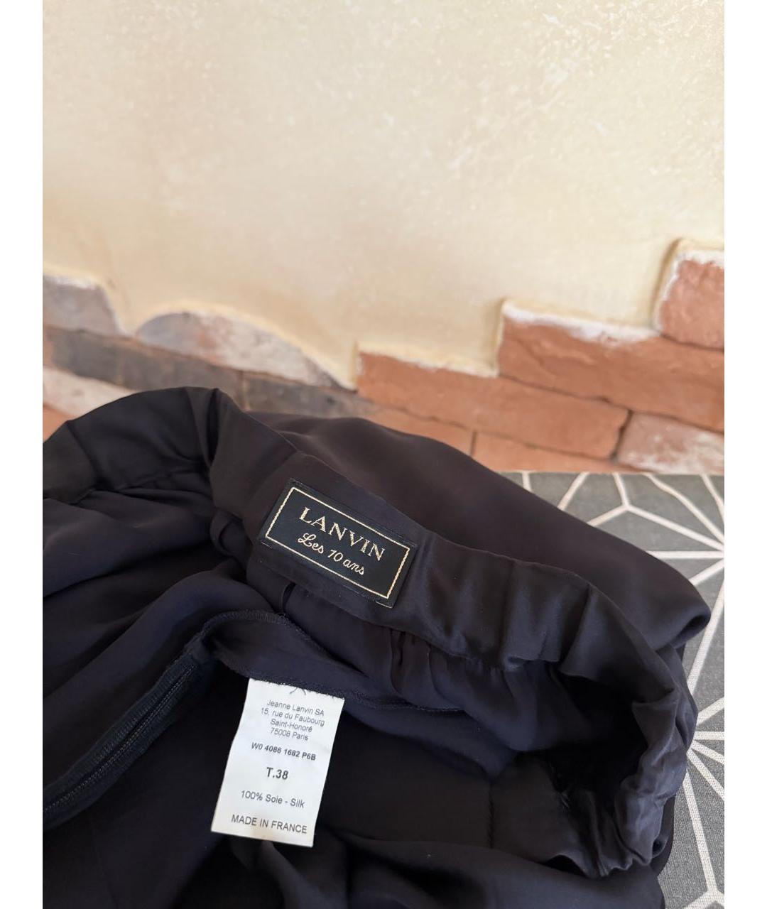 LANVIN Темно-синяя шелковая юбка макси, фото 8