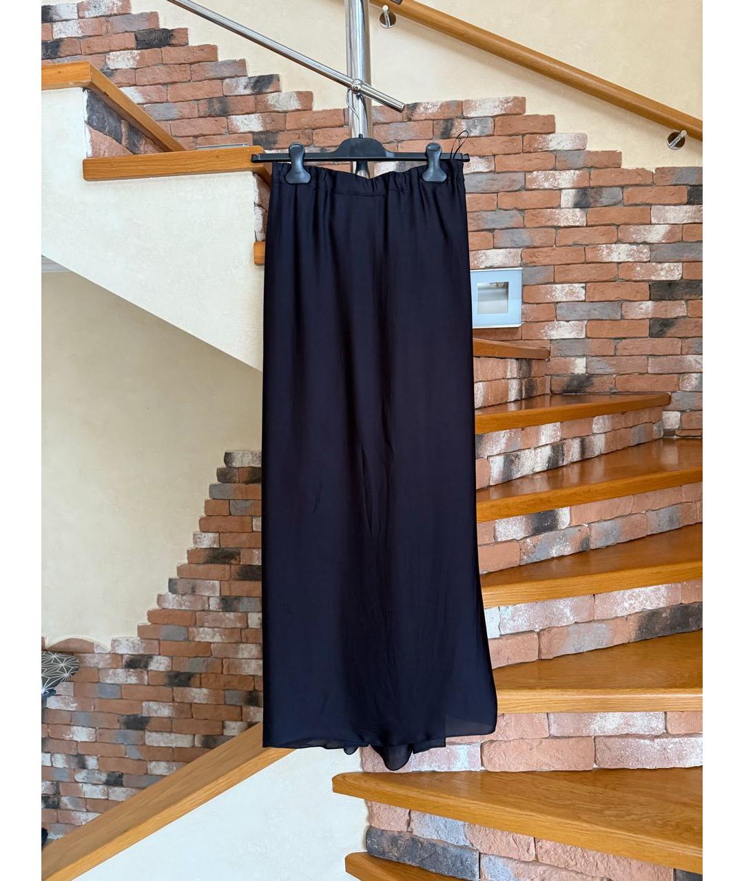 LANVIN Темно-синяя шелковая юбка макси, фото 7