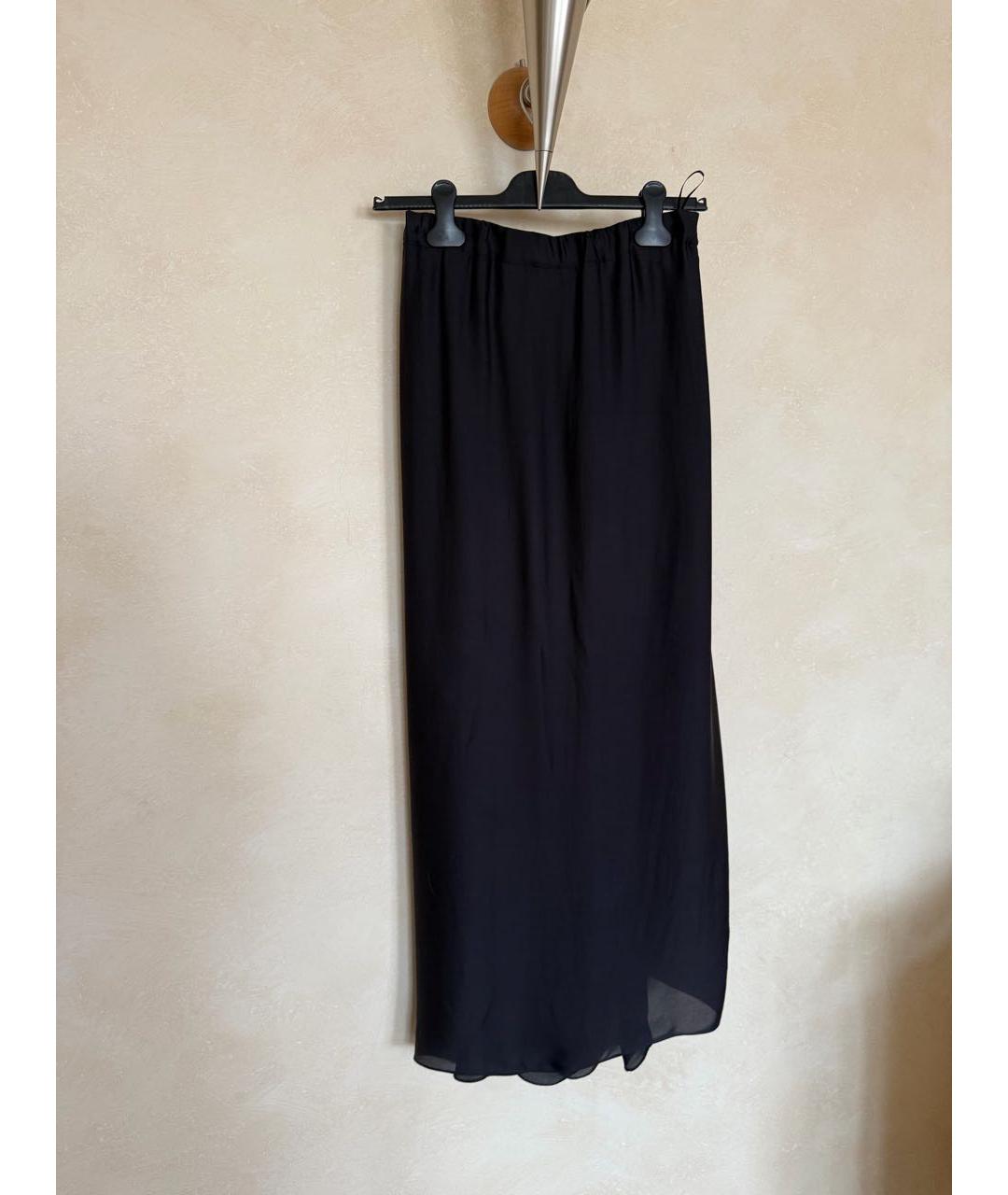 LANVIN Темно-синяя шелковая юбка макси, фото 3