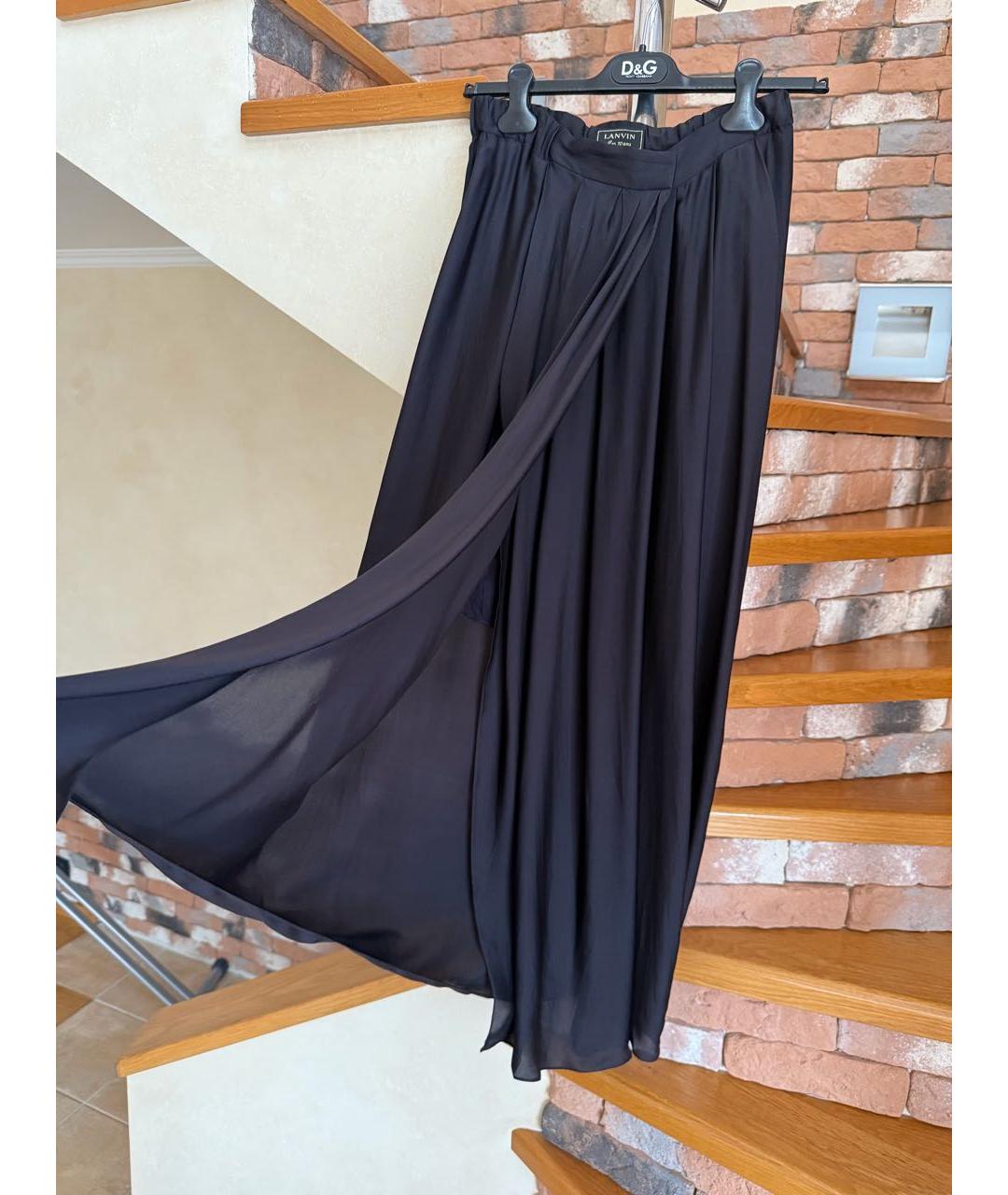 LANVIN Темно-синяя шелковая юбка макси, фото 5