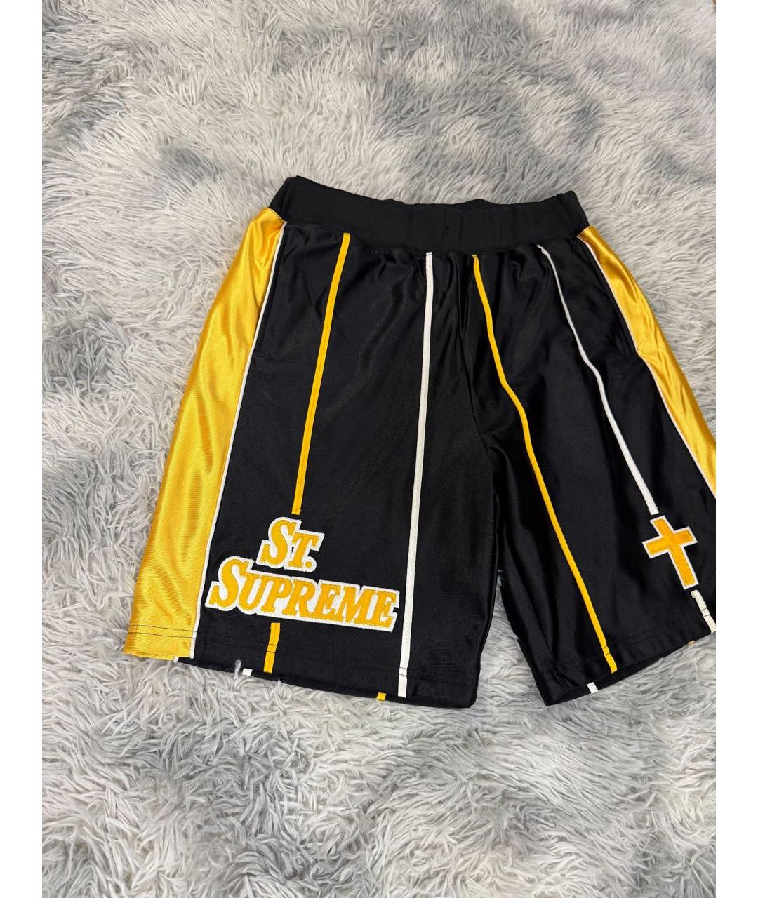 SUPREME Черные синтетические шорты, фото 3