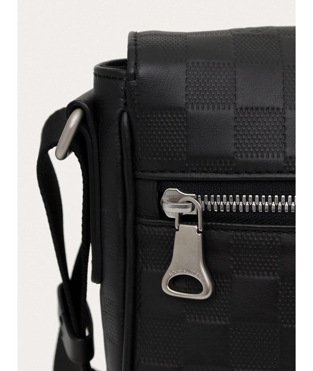 LOUIS VUITTON Черная кожаная сумка на плечо, фото 6
