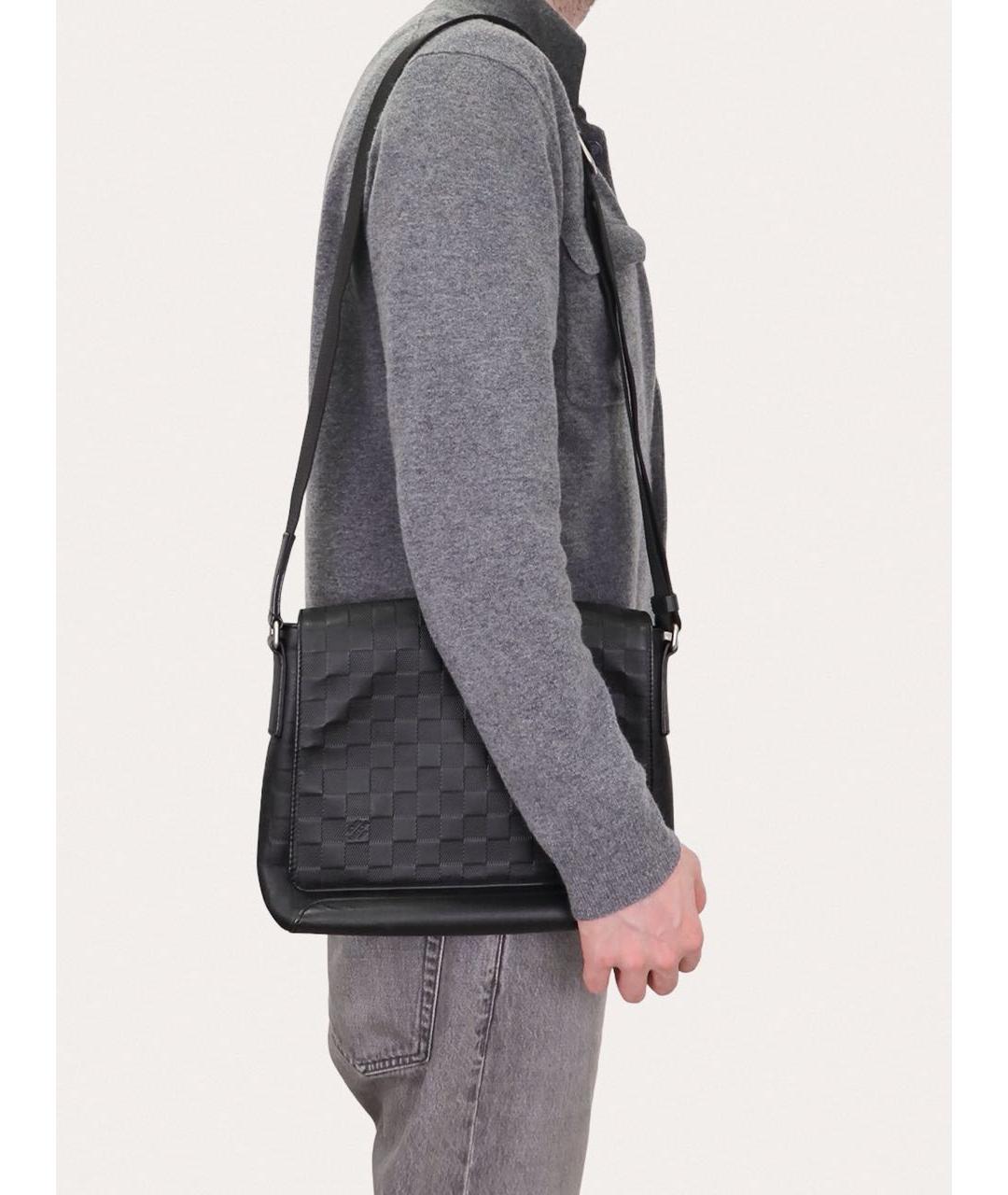 LOUIS VUITTON Черная кожаная сумка на плечо, фото 8