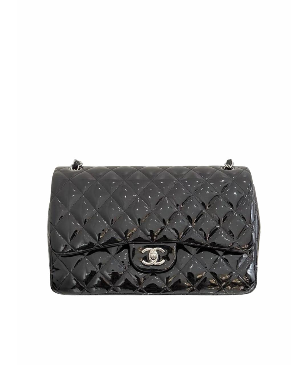 CHANEL Черная сумка через плечо из лакированной кожи, фото 1