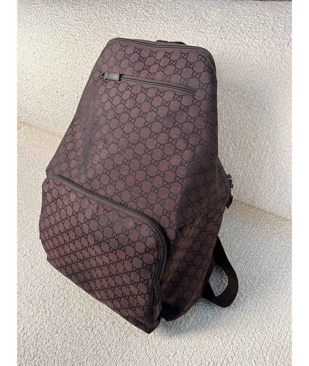 GUCCI Коричневый тканевый рюкзак, фото 5