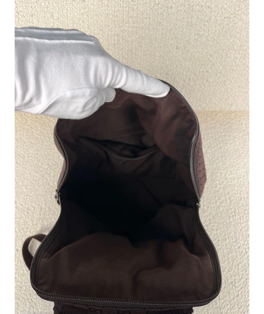 GUCCI Коричневый тканевый рюкзак, фото 4