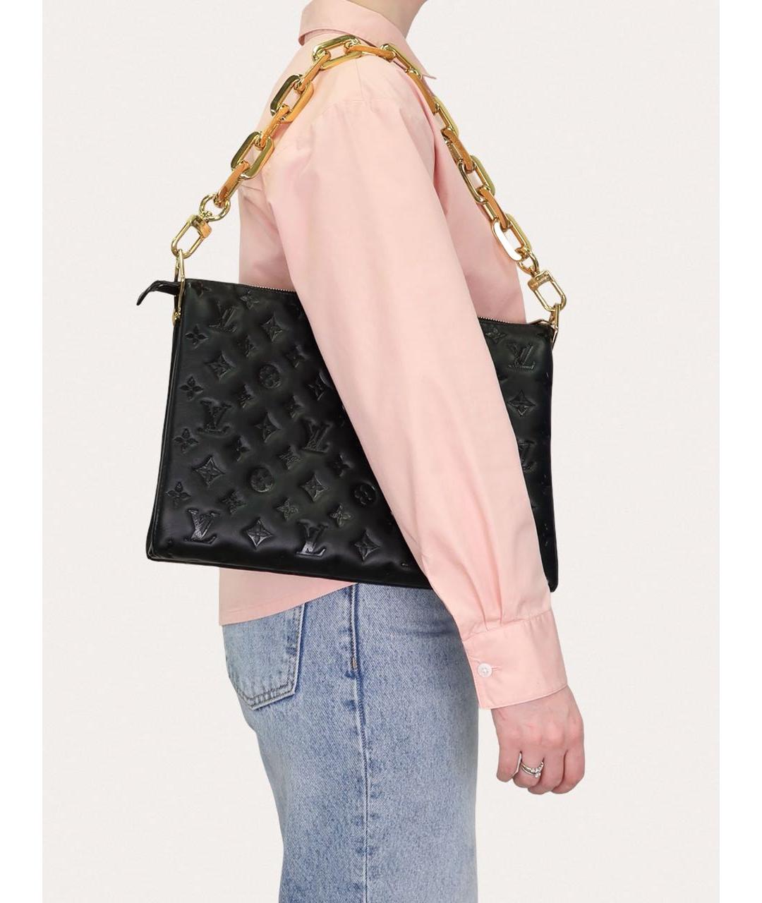 LOUIS VUITTON Черная кожаная сумка через плечо, фото 8