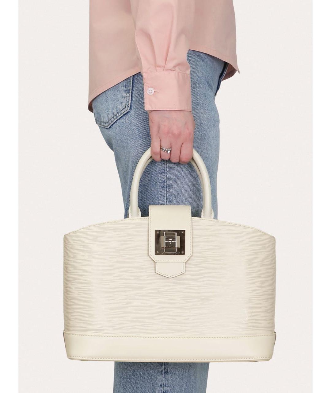 LOUIS VUITTON Белая кожаная сумка с короткими ручками, фото 8