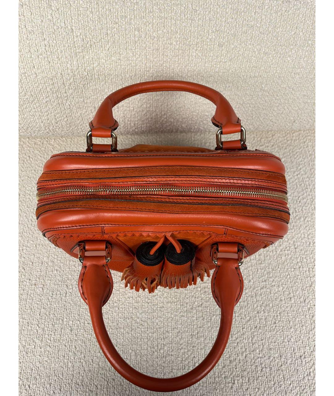 BURBERRY Оранжевая кожаная сумка с короткими ручками, фото 7