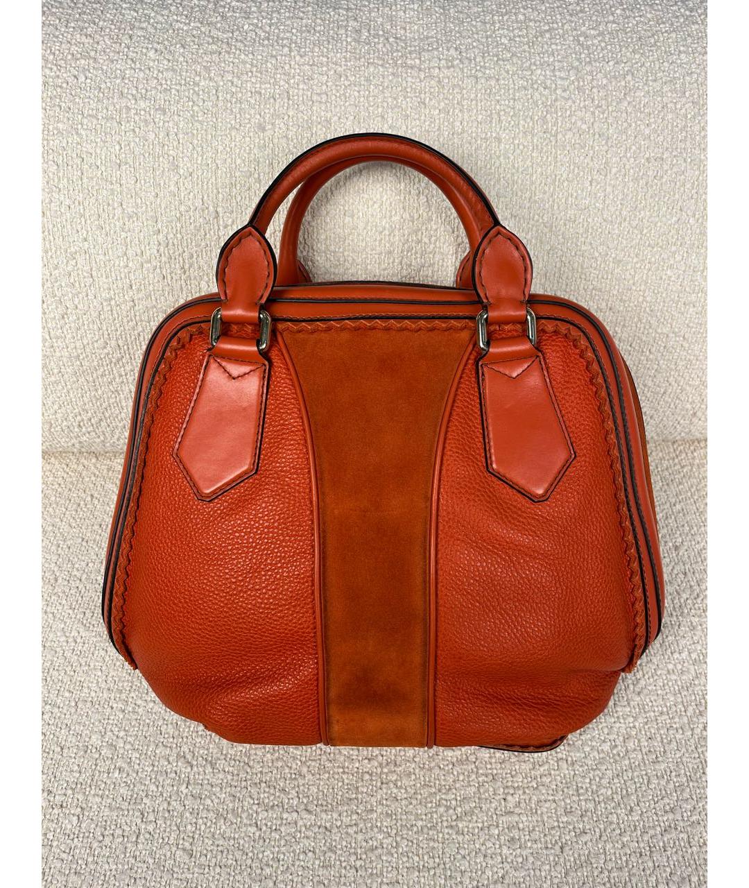 BURBERRY Оранжевая кожаная сумка с короткими ручками, фото 3