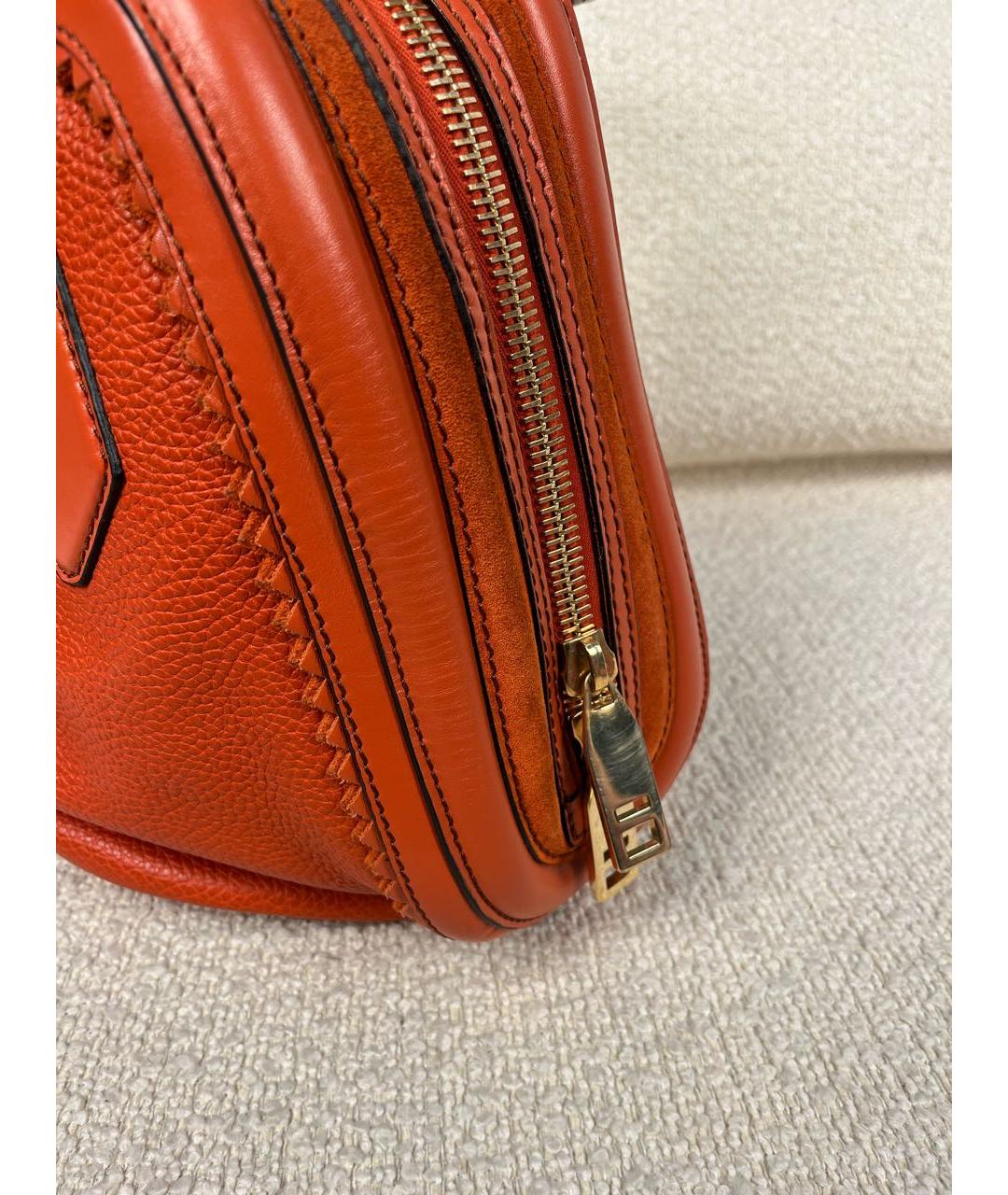 BURBERRY Оранжевая кожаная сумка с короткими ручками, фото 8