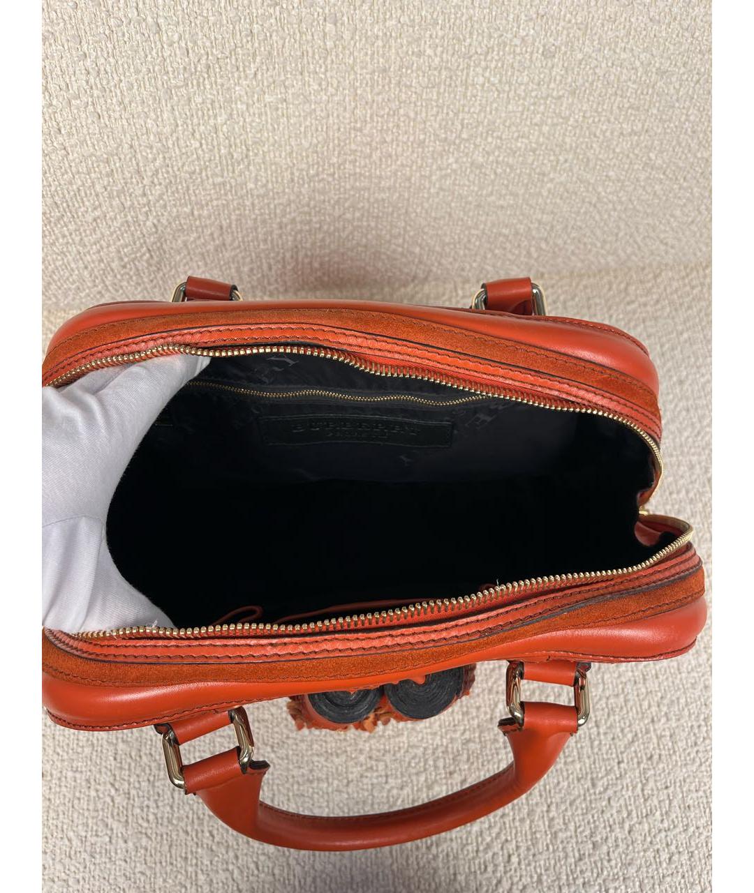 BURBERRY Оранжевая кожаная сумка с короткими ручками, фото 4