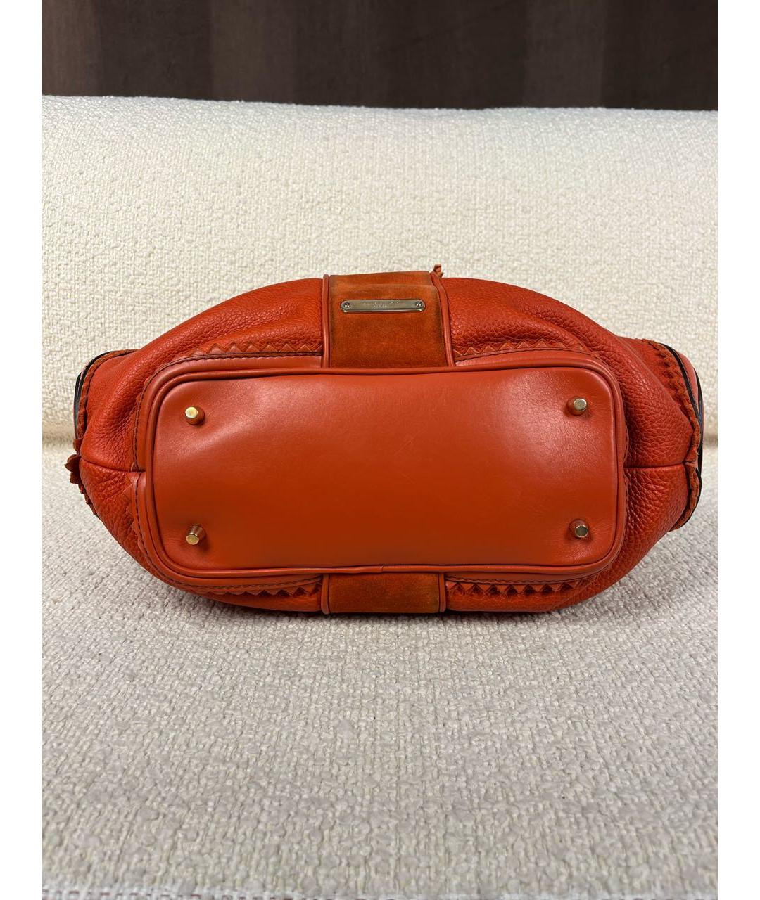 BURBERRY Оранжевая кожаная сумка с короткими ручками, фото 6