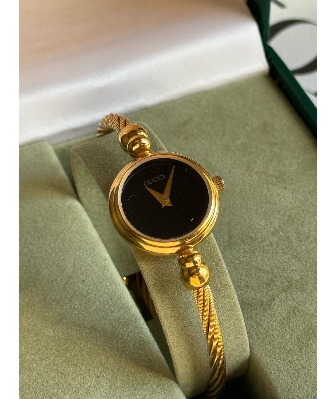 GUCCI Черные позолоченные часы, фото 5