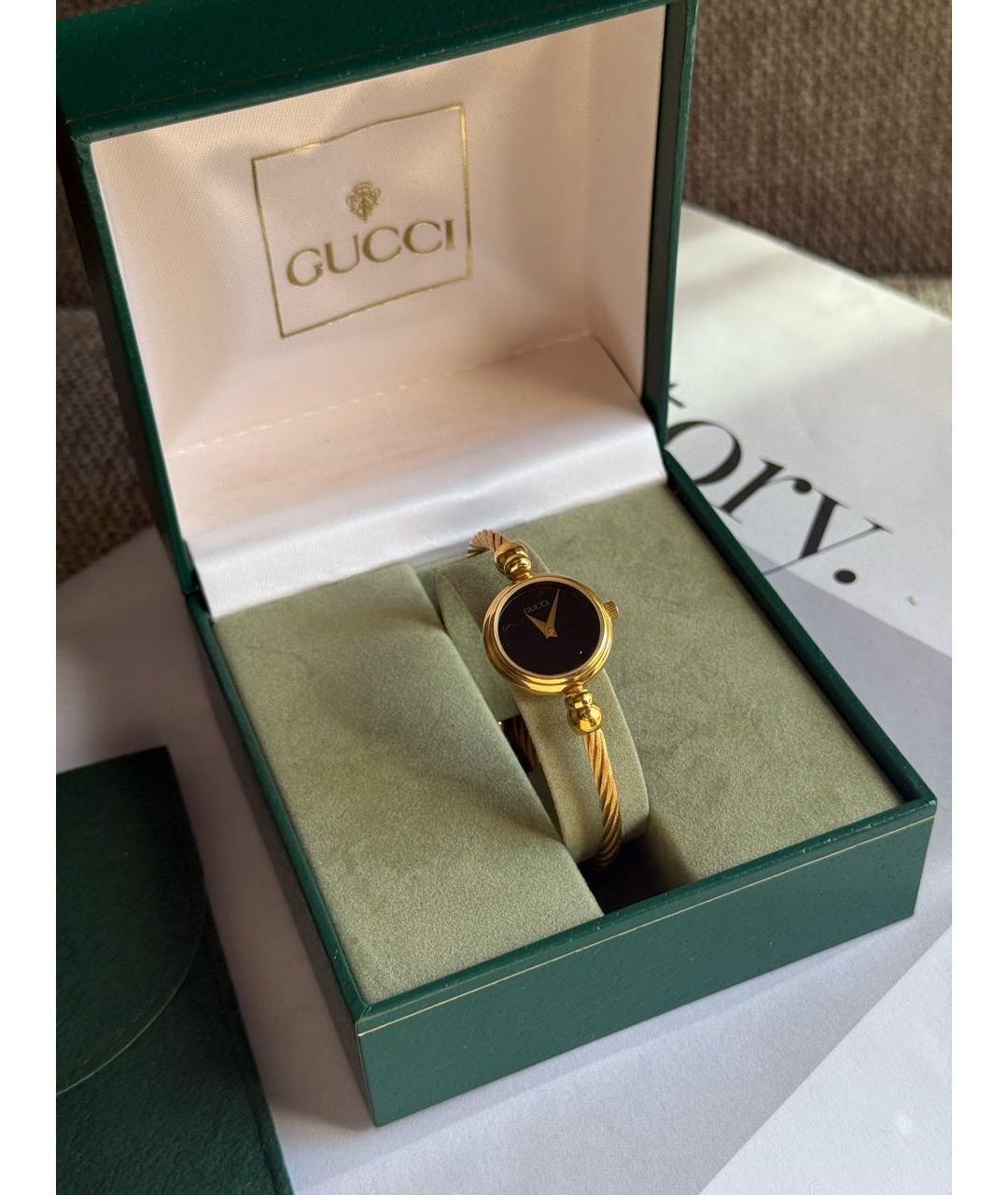 GUCCI Черные позолоченные часы, фото 4